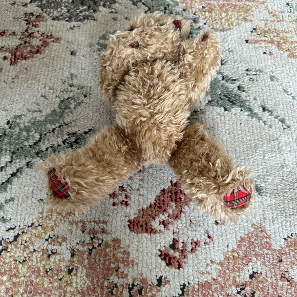 Vintage Shaggy Jointed Brown & Plaid Kiss Blowing Teddy Bear Plush THE CUTEST - Picture 13 of 15